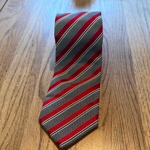 Ermenegildo Zegna Red and Black Striped Silk Tie